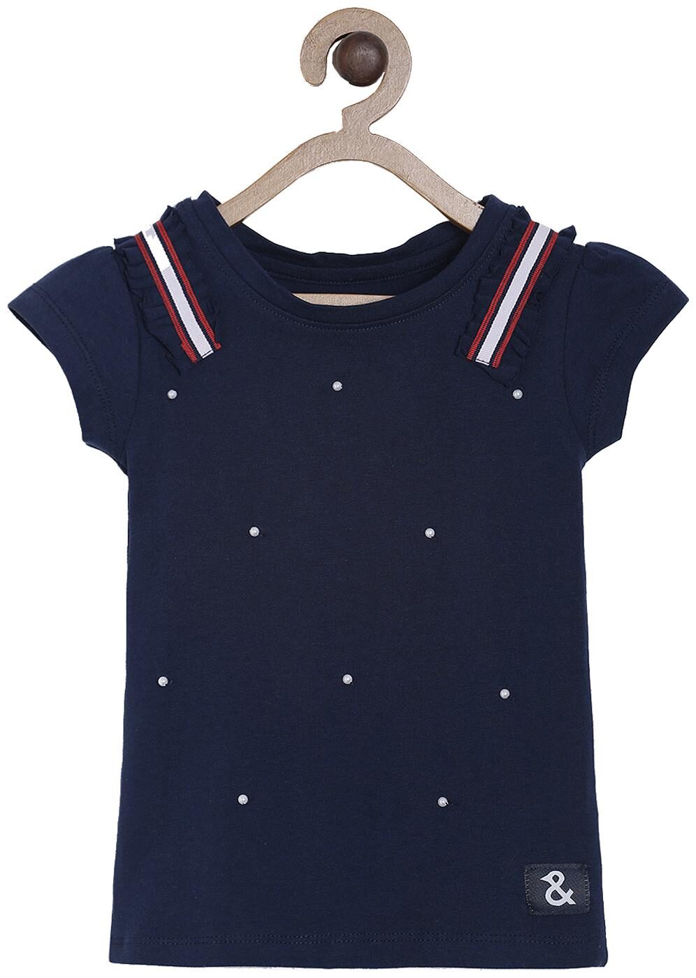 

Tales Stories Cotton Embellished T shirt for Baby Girl - Blue