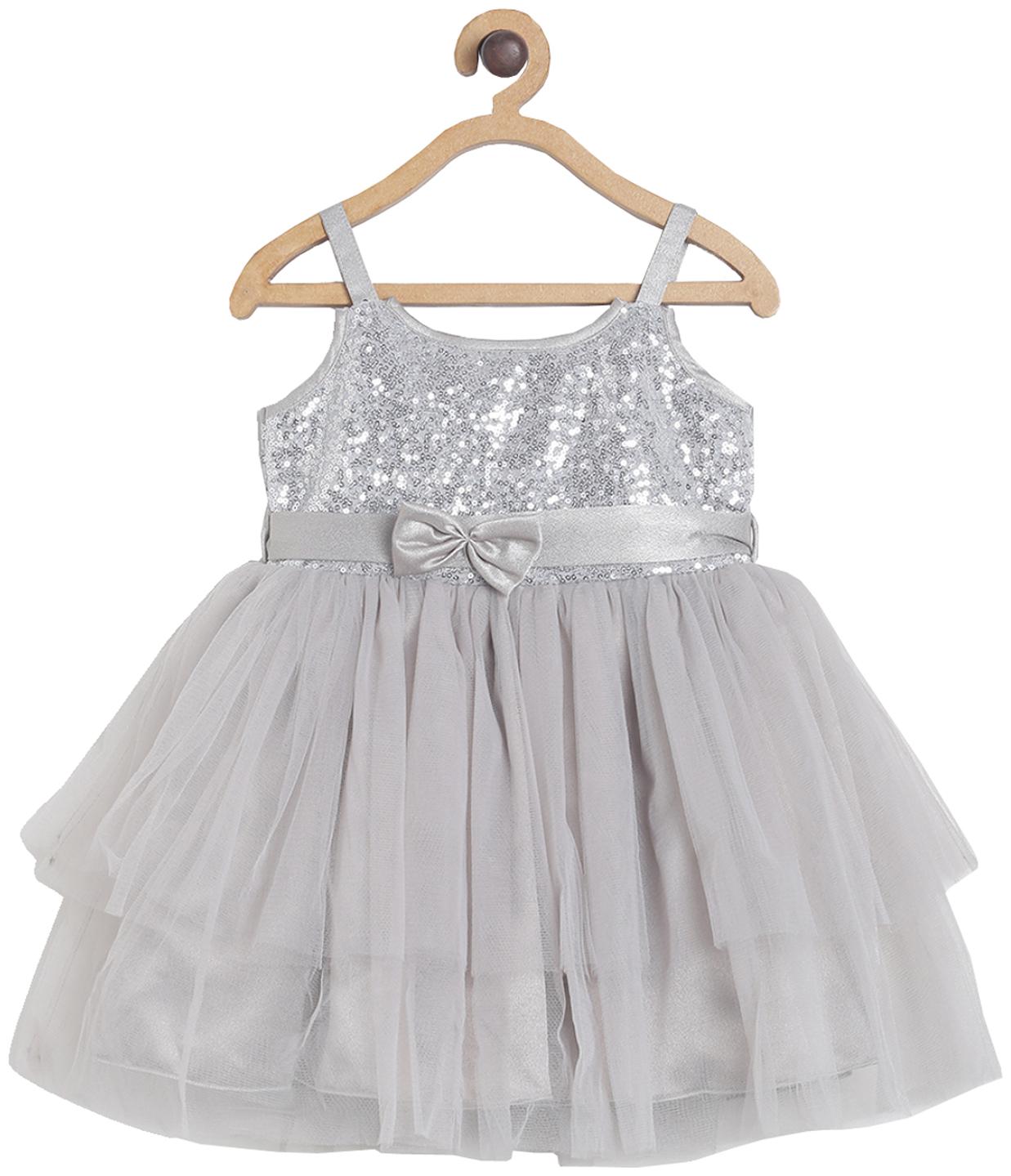 

Tales Stories Grey Polyester Sleeveless Midi Princess Frock ( Pack of 1 )