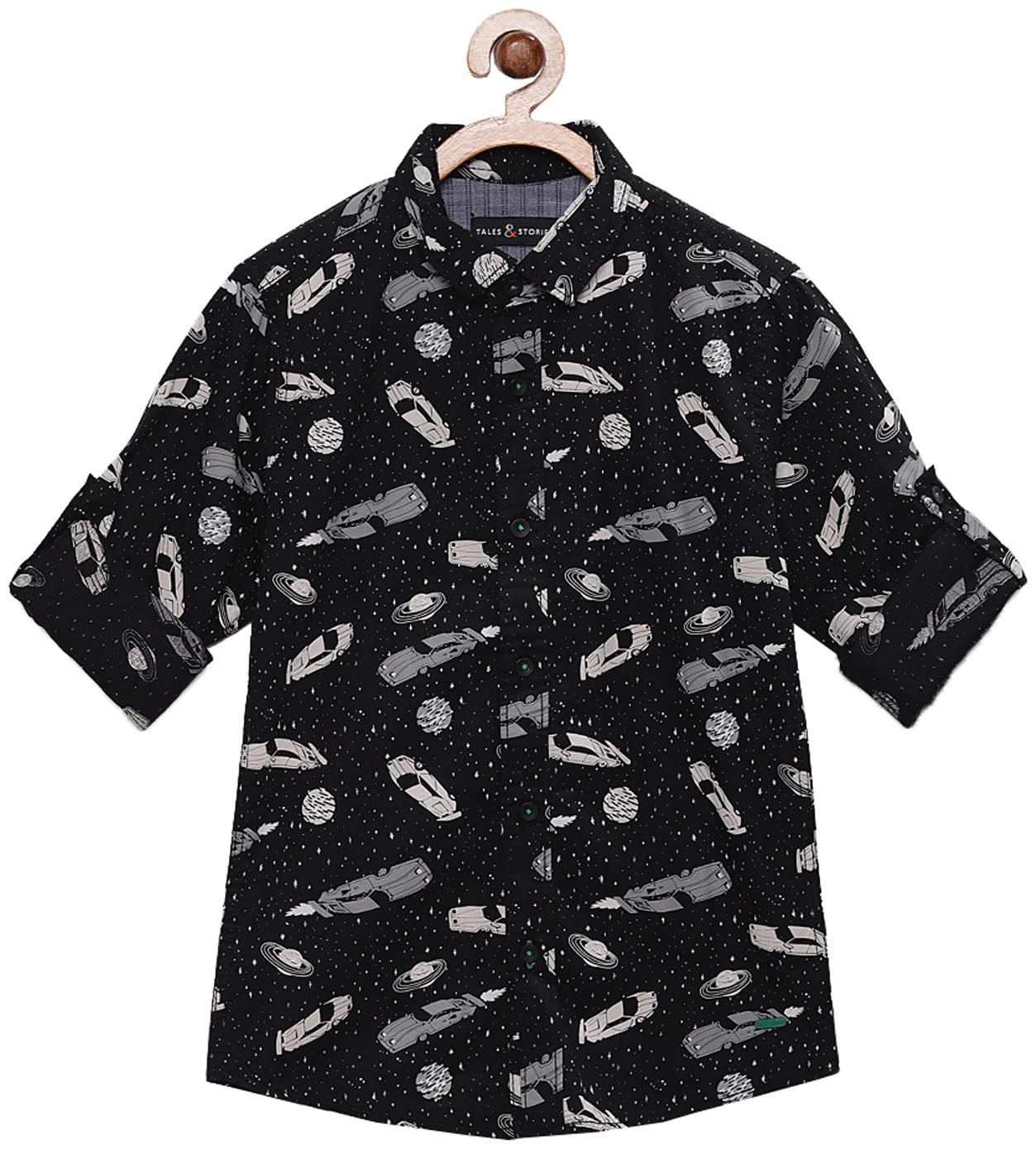 

Tales Stories Boy Cotton Printed Shirt Black