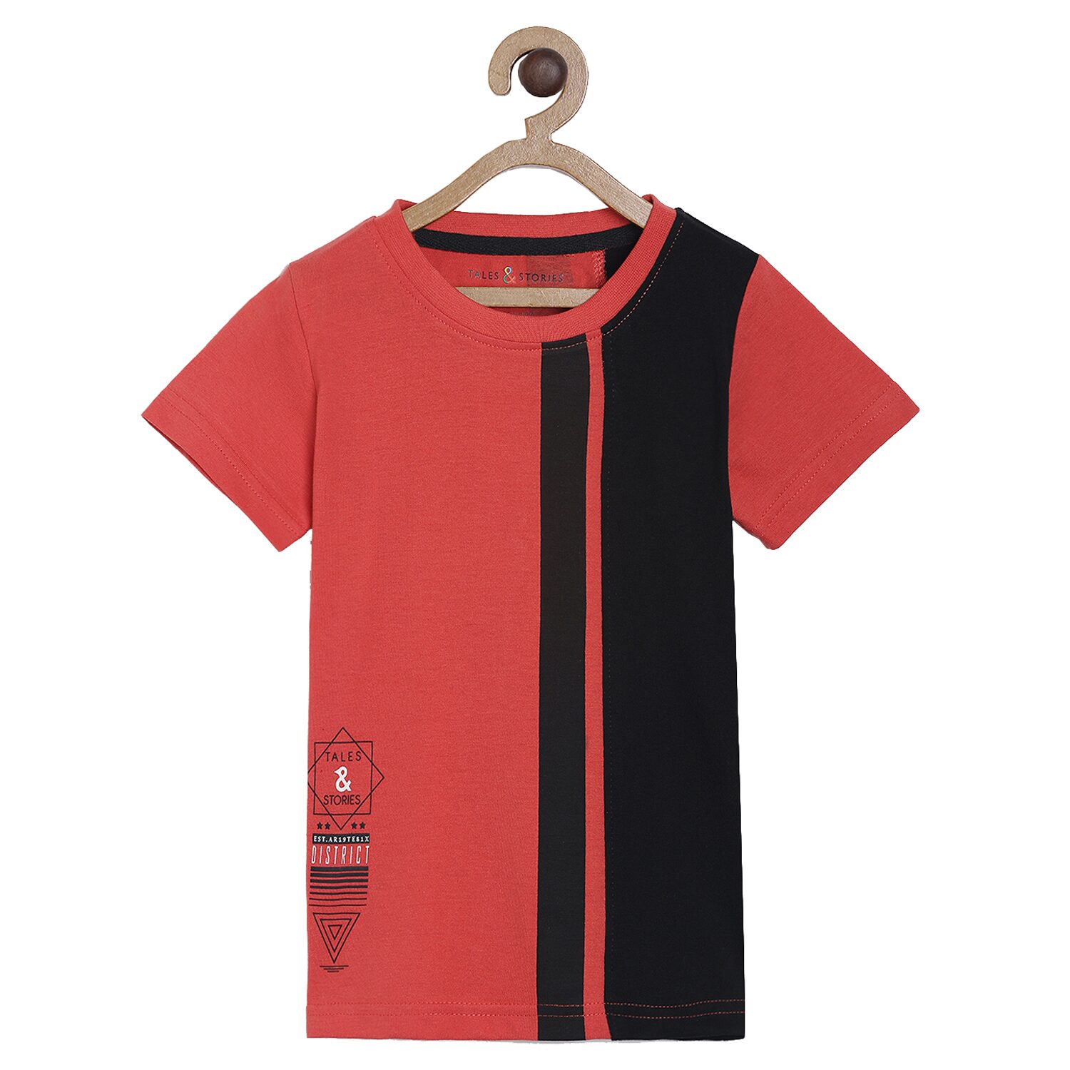 

Tales Stories Cotton Colorblocked T shirt for Baby Boy - Red
