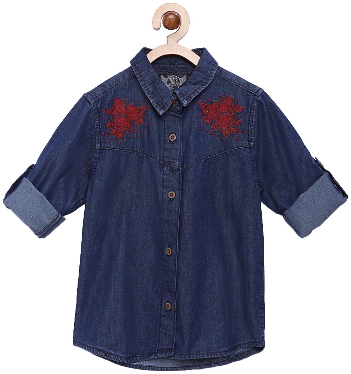 

Tales Stories Girl Cotton Solid Shirt - Blue