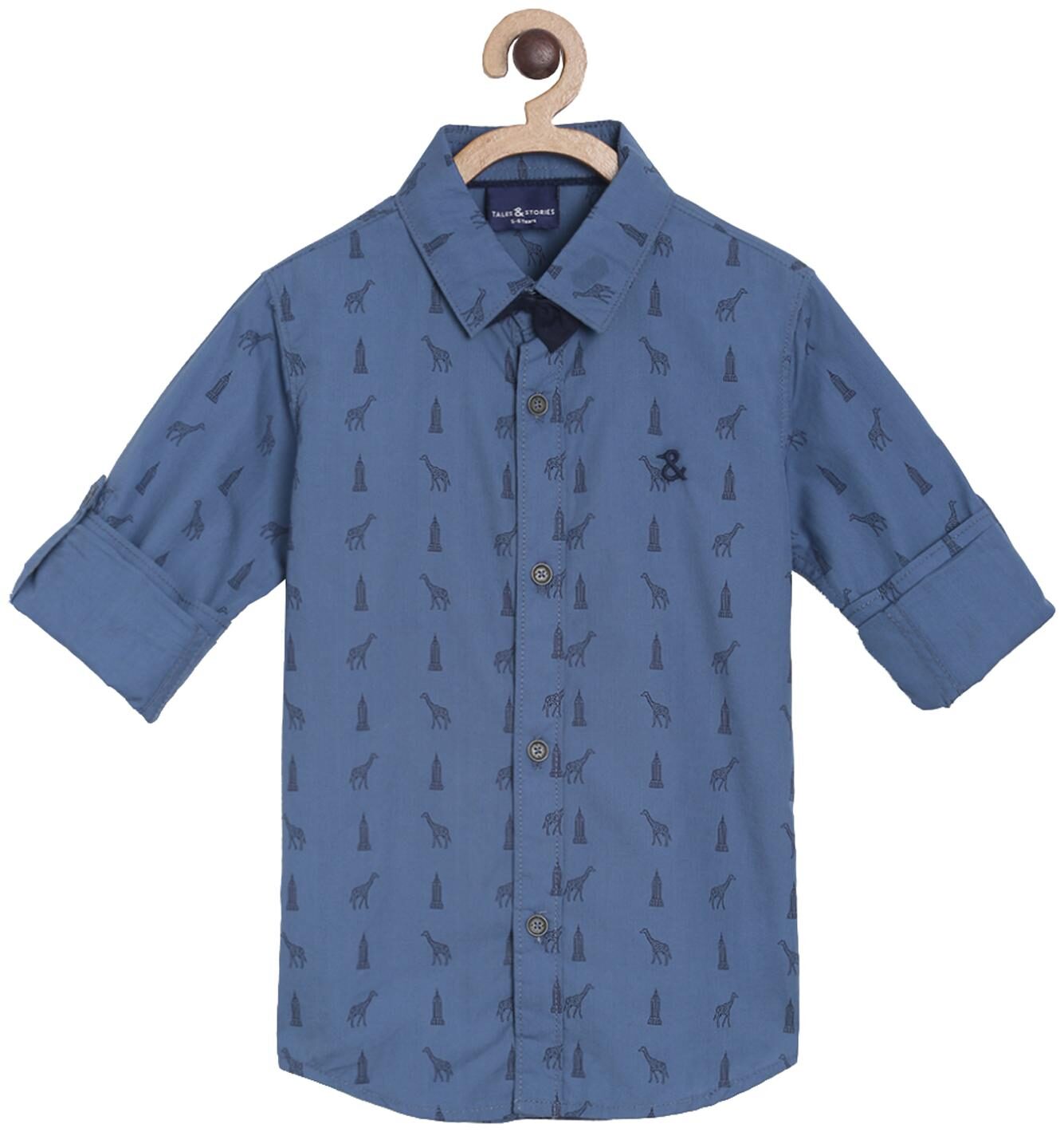 

Tales Stories Cotton Printed Shirt for Baby Boy - Blue