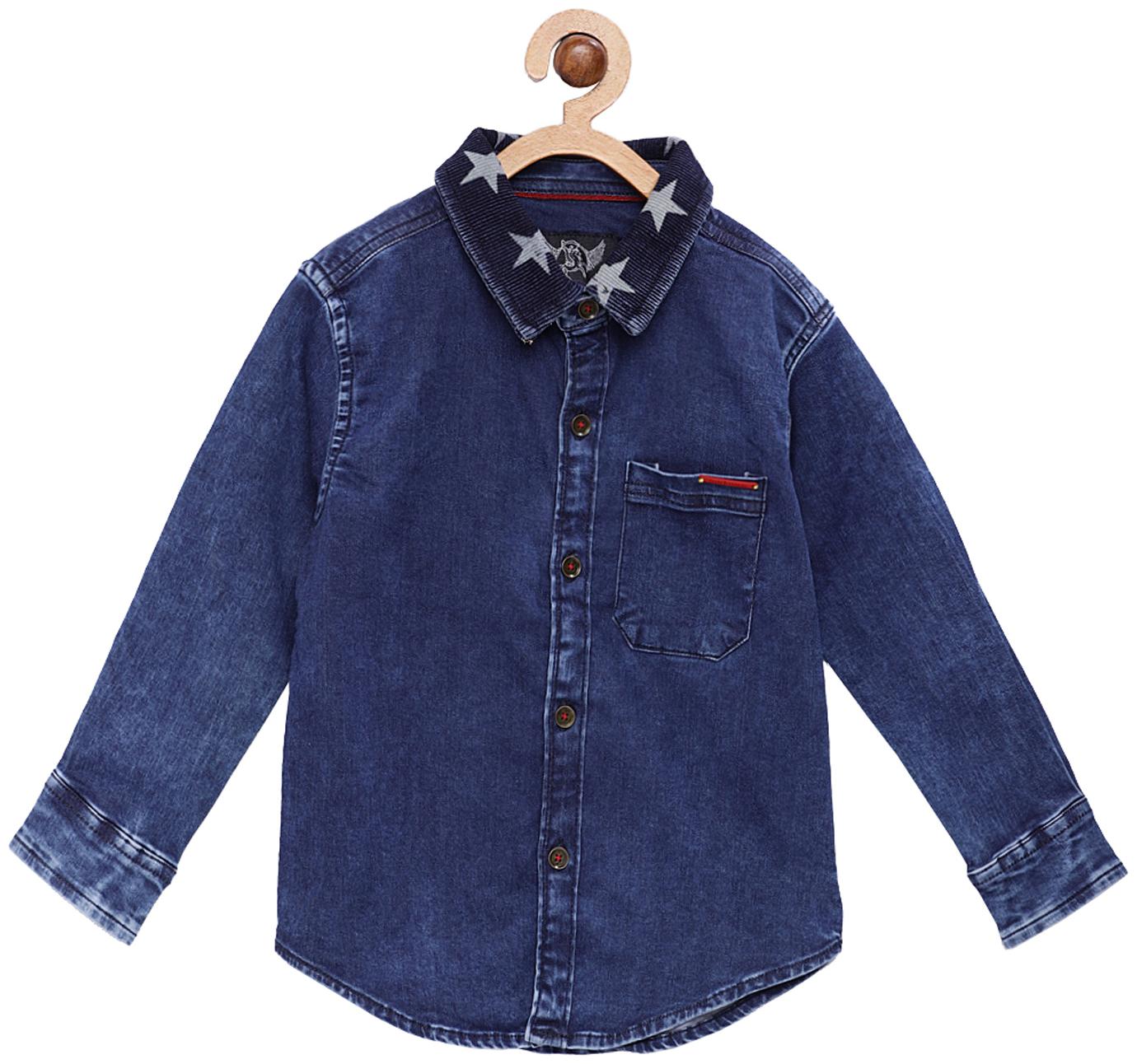 

Tales Stories Boy Cotton Solid Shirt Blue
