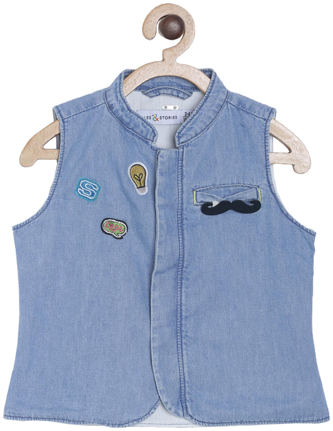 

Tales Stories Boy Cotton Solid Ethnic jacket - Blue
