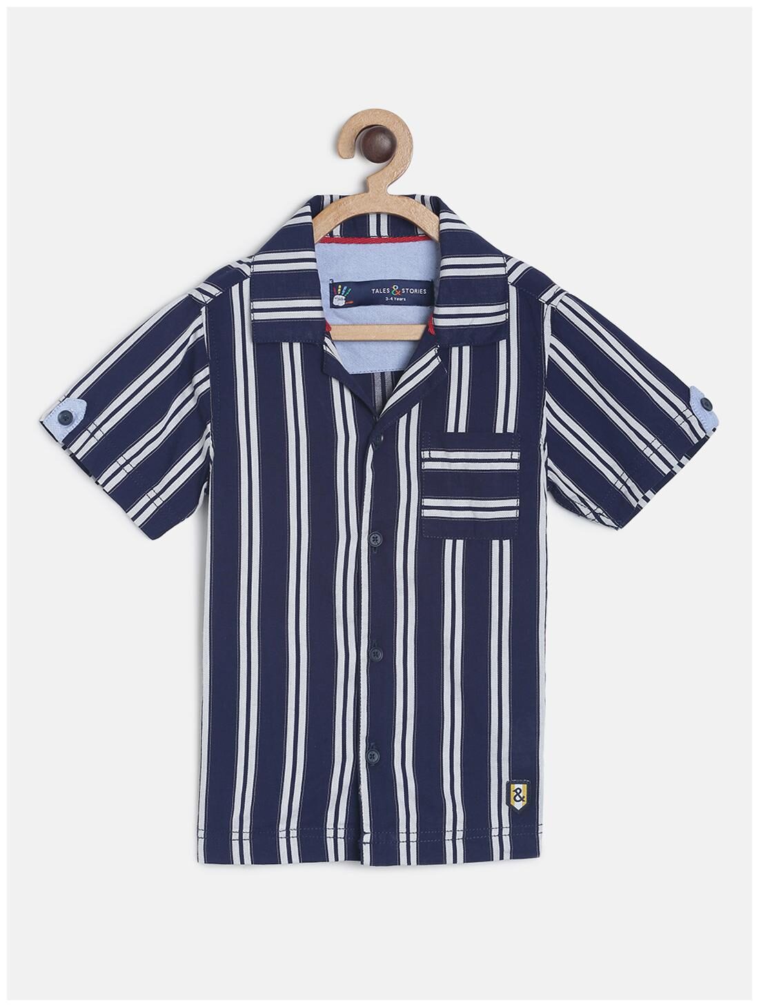 

Tales Stories Boy Cotton Striped Shirt Blue