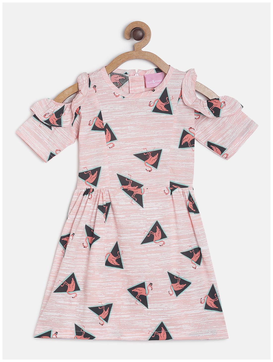 

Tales Stories Pink Cotton Short Sleeves Midi Princess Frock ( Pack of 1 )