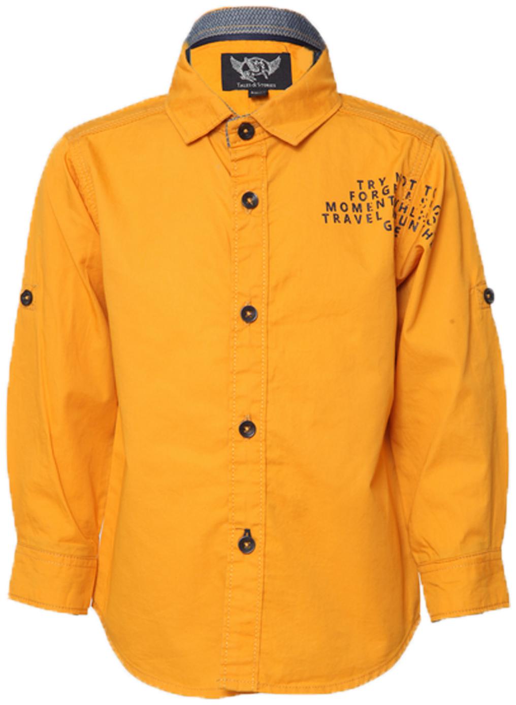 

Tales Stories Cotton Solid Shirt for Baby Boy - Gold