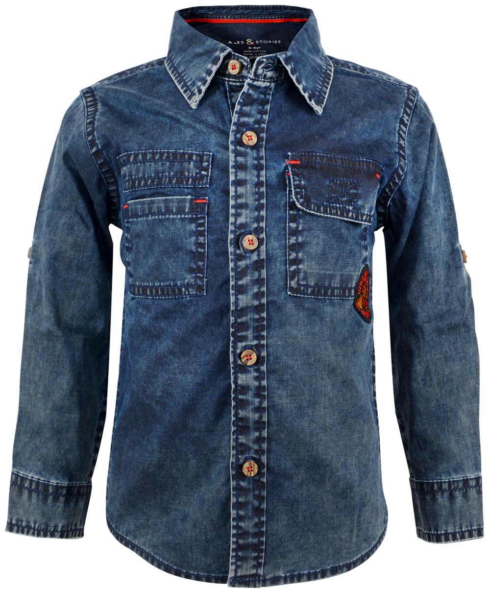 

Tales Stories Boy Cotton Solid Shirt Blue