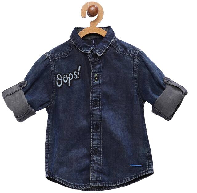 Tales & Stories Cotton Solid Shirt for Baby Boy - Blue