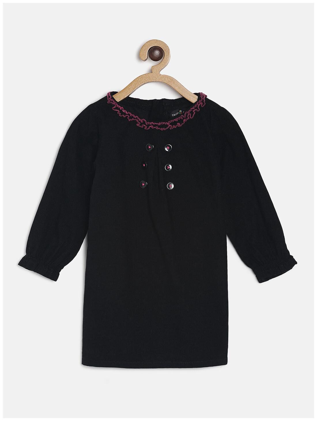 

Tales Stories Black Cotton Full Sleeves Midi Princess Frock ( Pack of 1 )