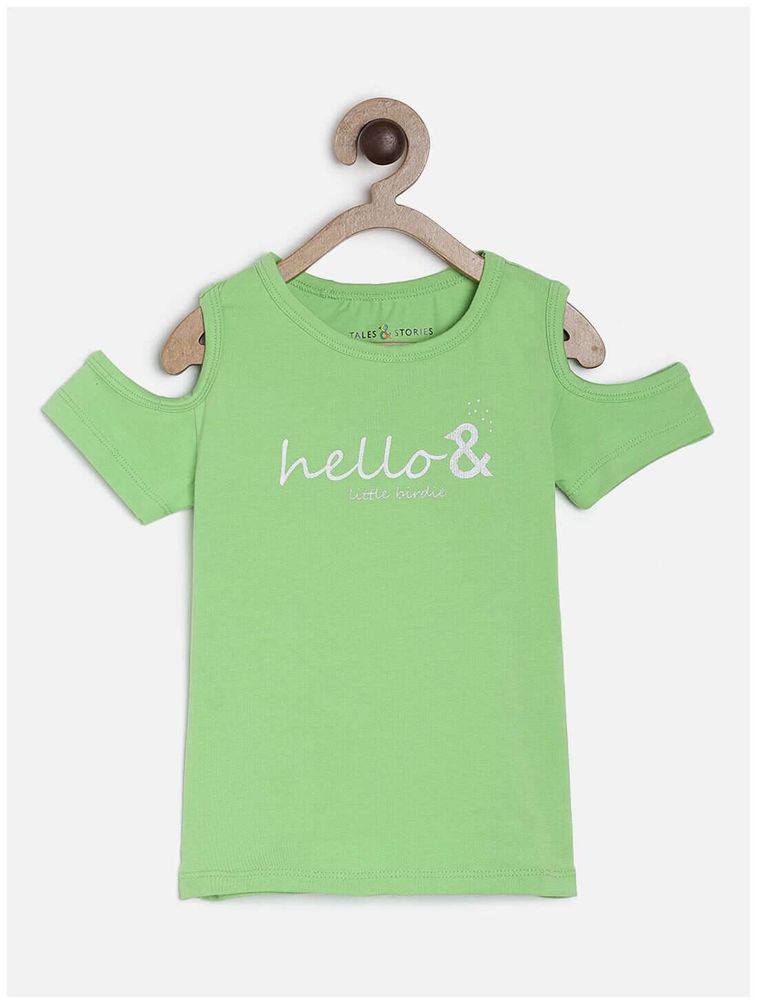 

Tales Stories Girl Cotton Printed T shirt - Green