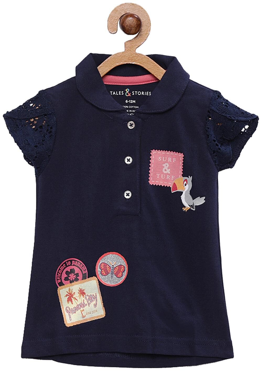 

Tales Stories Cotton Printed T shirt for Baby Girl - Blue