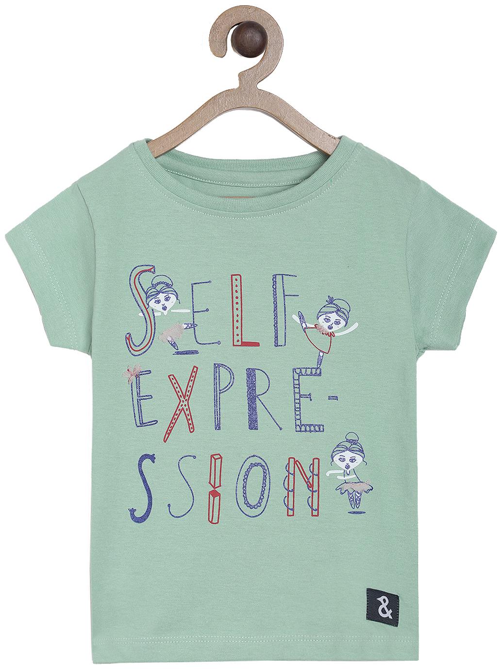 

Tales Stories Girl Cotton Printed T shirt - Green