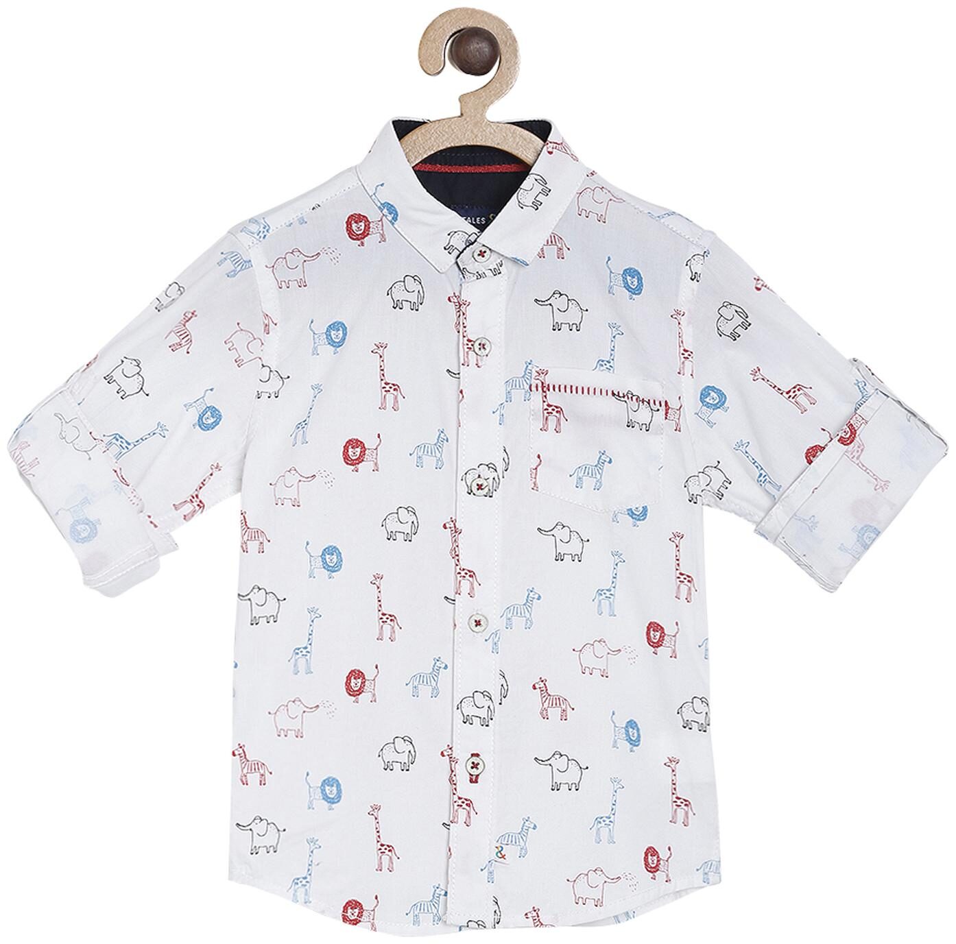 

Tales Stories Boy Cotton Printed Shirt White