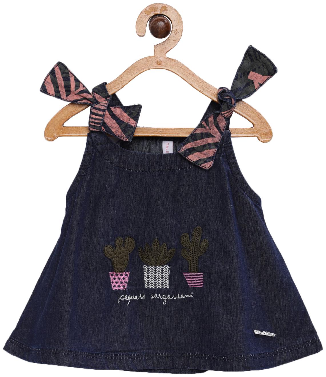 

Tales Stories Cotton Solid Top for Baby Girl - Blue