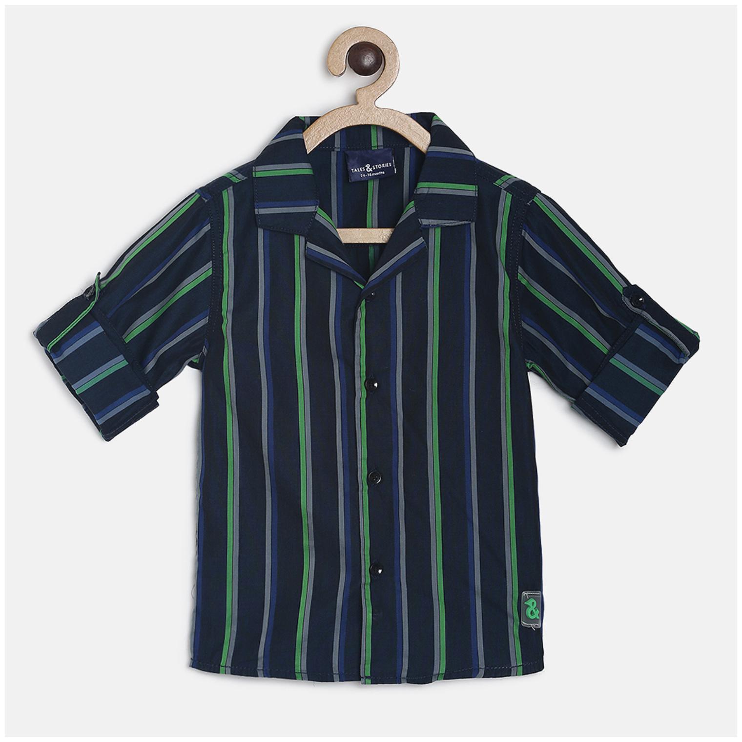 

Tales Stories Cotton Striped Shirt for Baby Boy - Blue