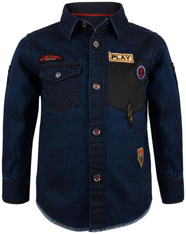 Tales & Stories Boy Cotton Solid Shirt Blue