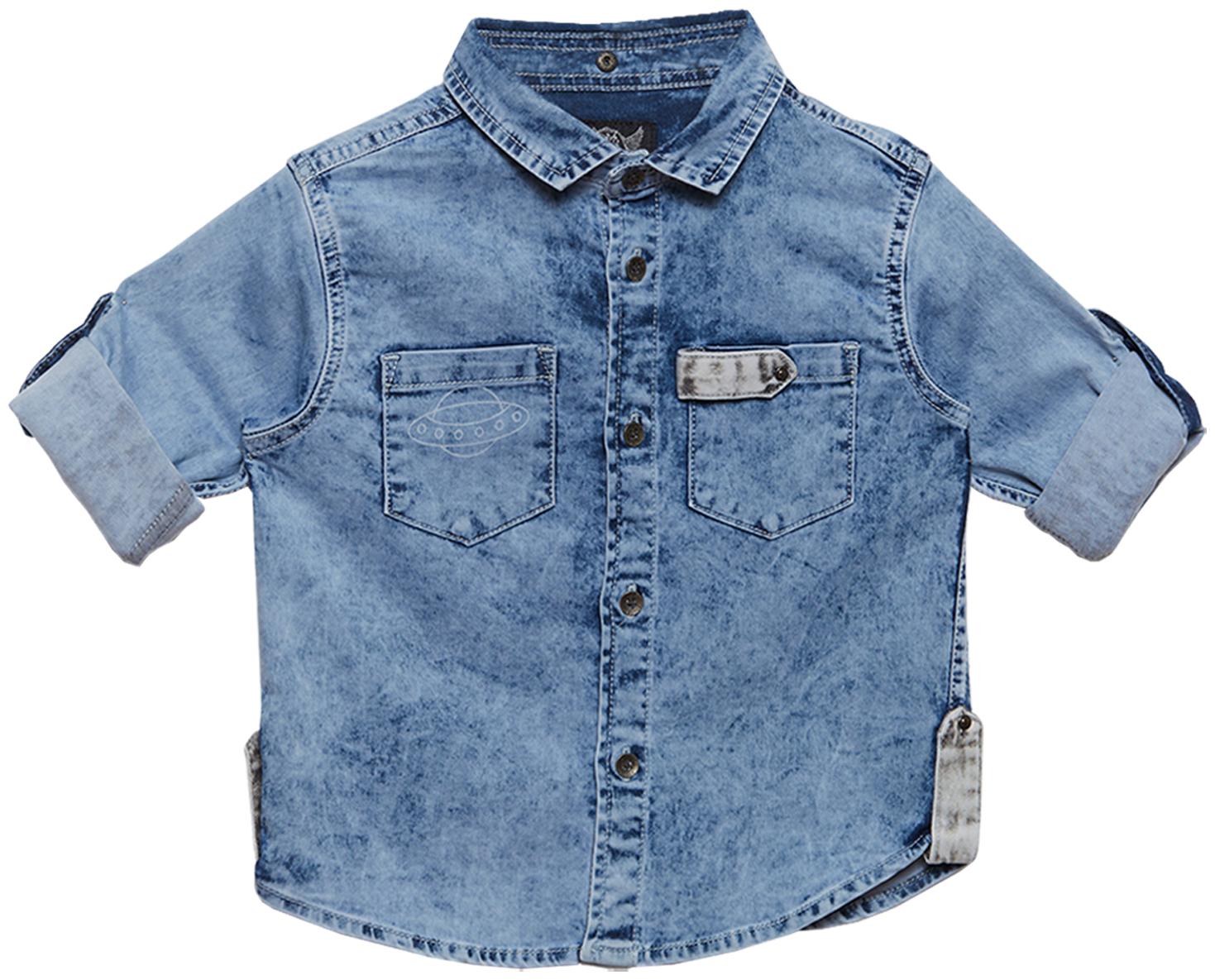 

Tales Stories Boy Denim Solid Shirt Blue