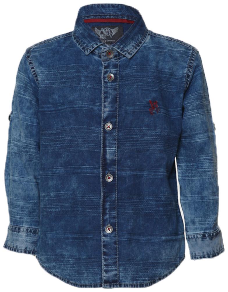 

Tales Stories Boy Denim Solid Shirt Blue