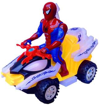 Shanaya BUMP & GO AMAZING SPIDERMAN ON BIKE WITH LIGHTS & MUSIC TOY FOR KIDS  (Multicolor)