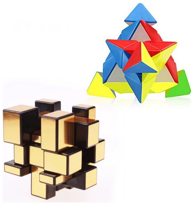

TamBoora Combo of Golden Mirror Cube Pyramid Triangle (2 Pieces)