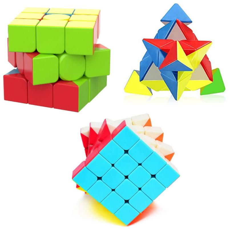 

TamBoora Combo of 3x3x3 Pyramid Triangle 4x4x4 Smooth Magic Stickerless Puzzle Cube