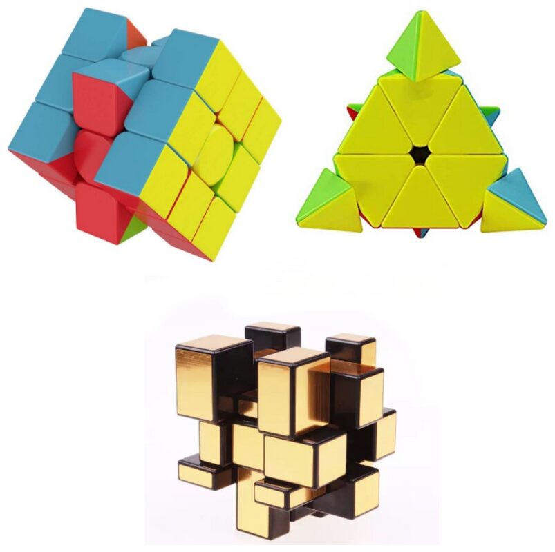 

TamBoora Combo of 3x3x3 pyramid Triangle Golden Mirror Smooth Puzzle Cube