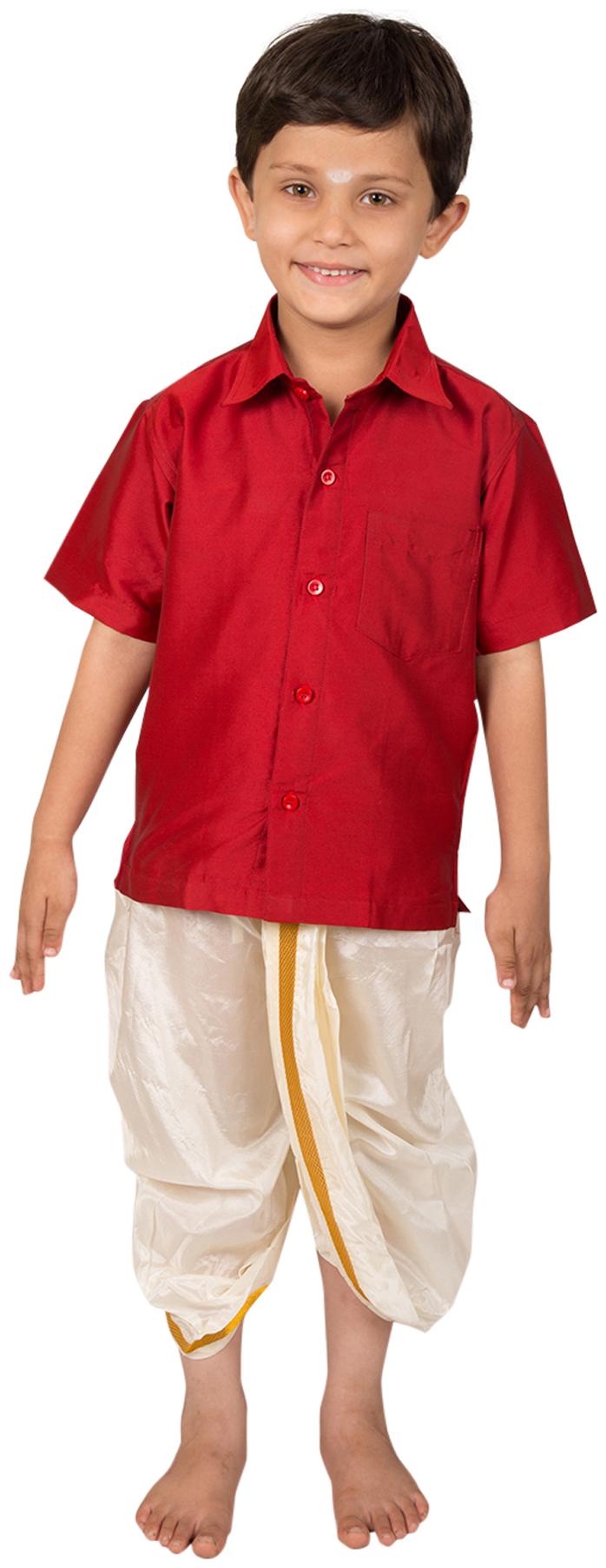 

Thangamagan Red Shirt And Dhoty Regular Fit