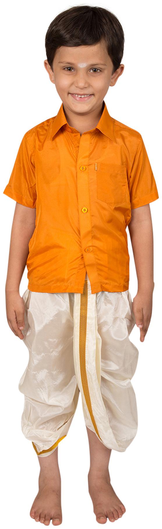 

Thangamagan Yellow Shirt And Dhoty Regular Fit
