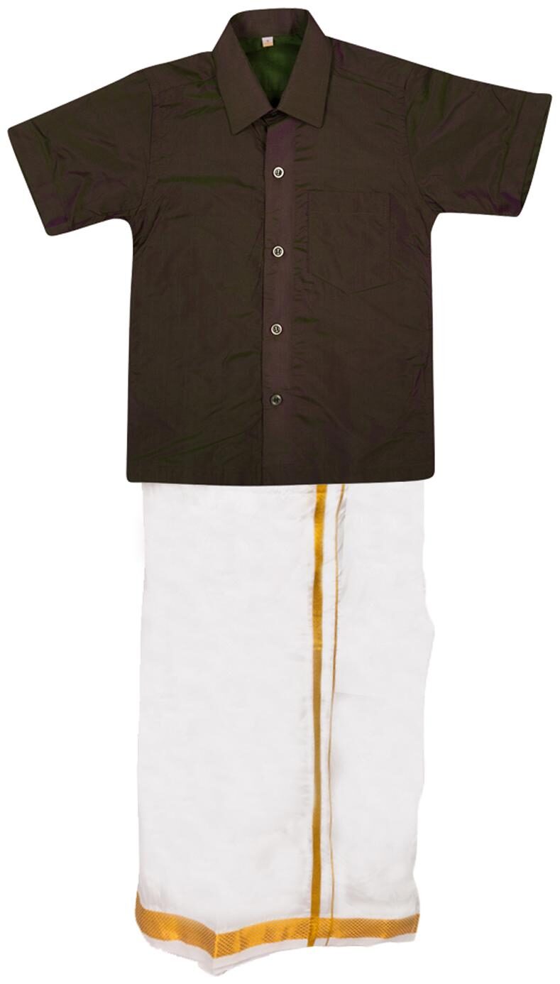 

Thangamagan Green Shirt And Dhoty Regular Fit