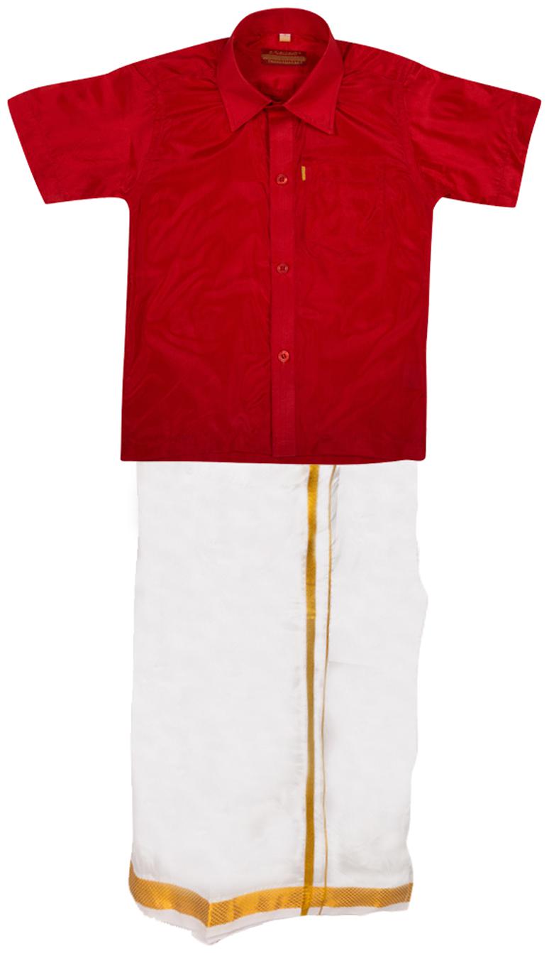 

Thangamagan Red Shirt And Dhoty Regular Fit