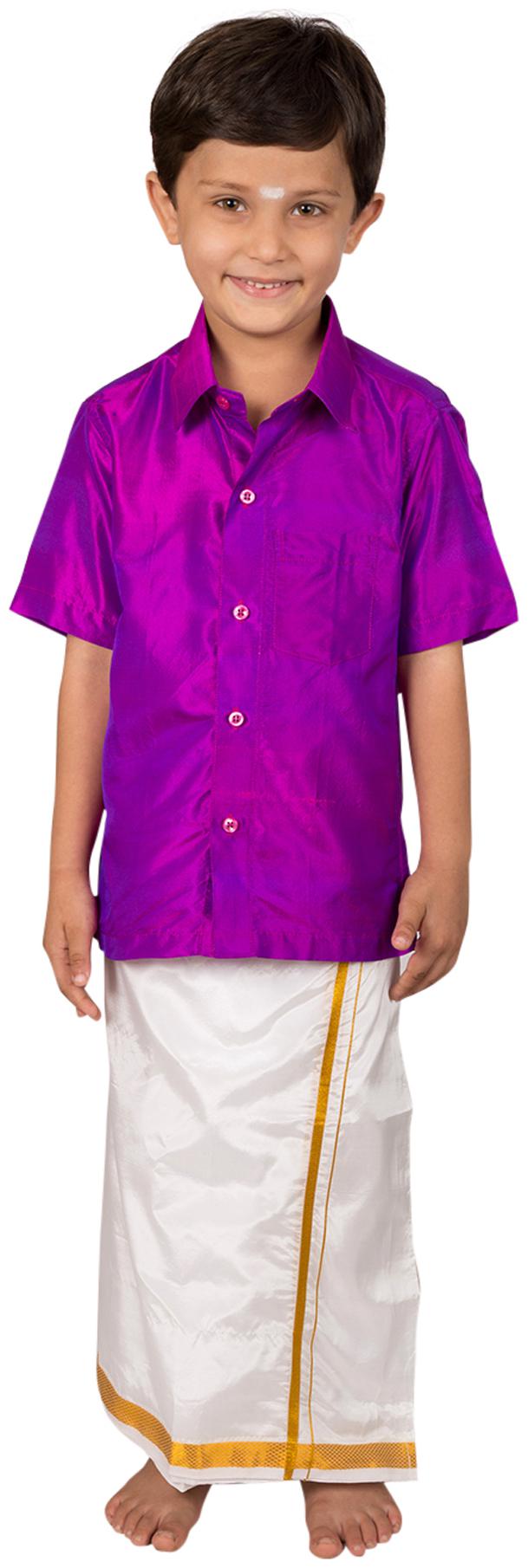 

Thangamagan Purple Shirt And Dhoty Regular Fit