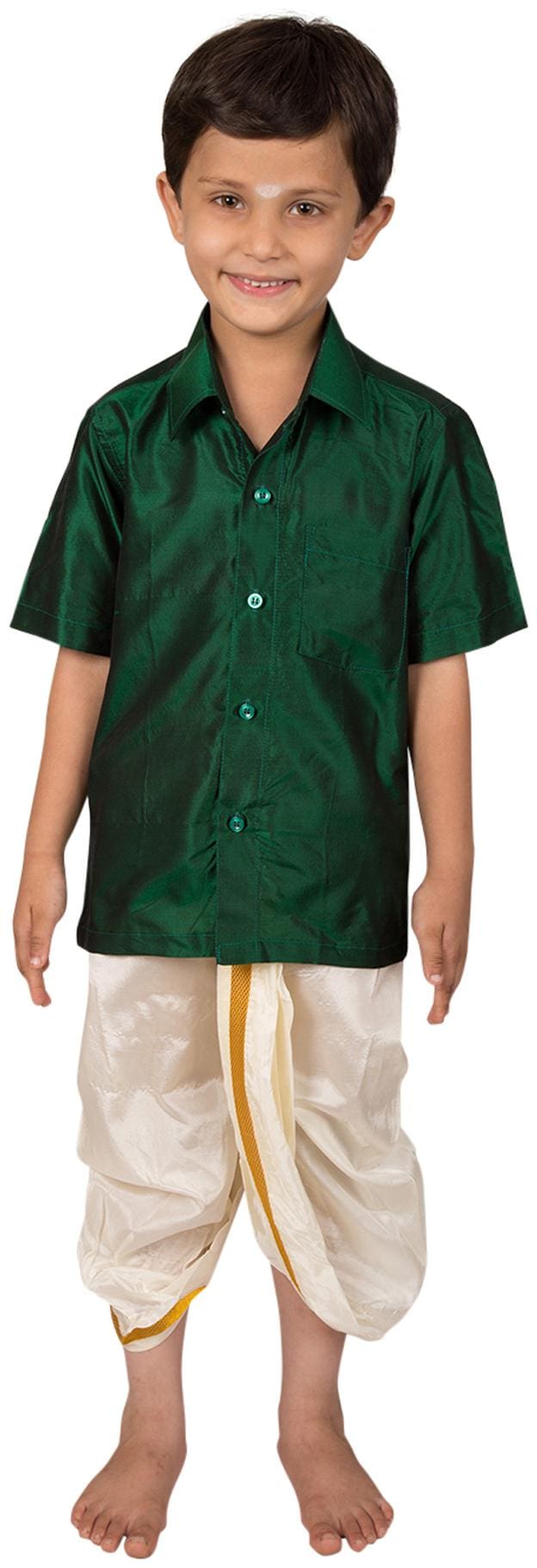 Thangamagan Green Shirt And Dhoty Regular Fit