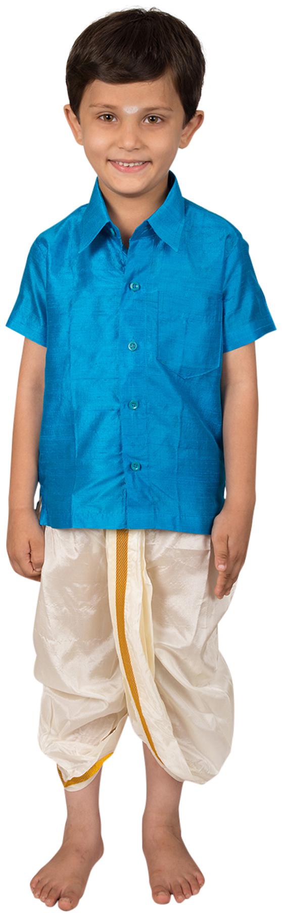 

Thangamagan Blue Shirt And Dhoty Regular Fit