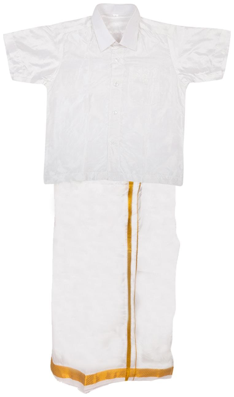 

Thangamagan White Shirt And Dhoty Regular Fit