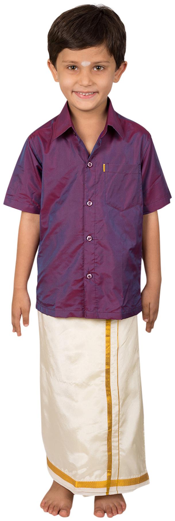 

Thangamagan Purple Shirt And Dhoty Regular Fit