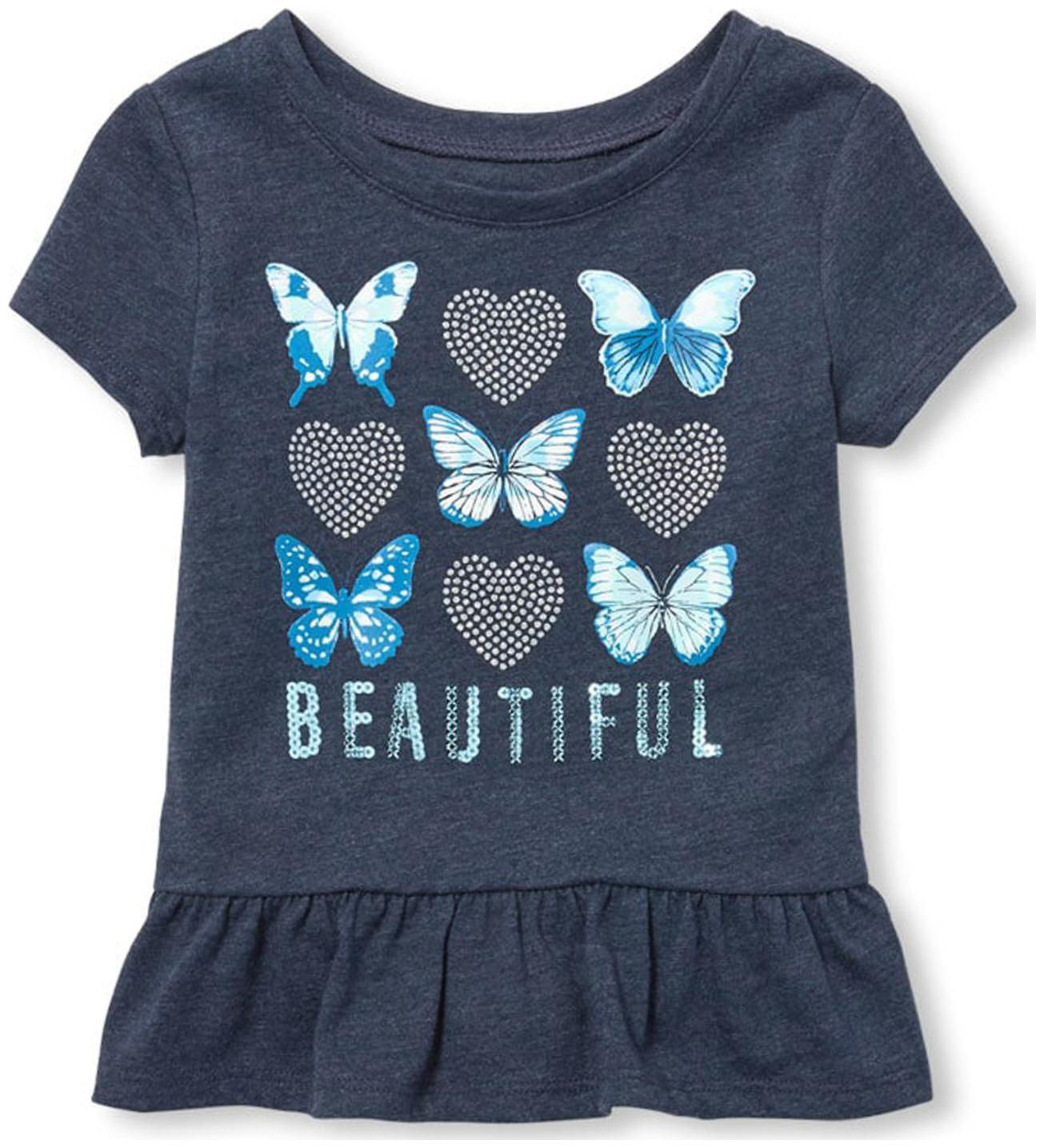 

THE CHILDREN S PLACE Cotton blend Embellished T shirt for Baby Girl - Blue