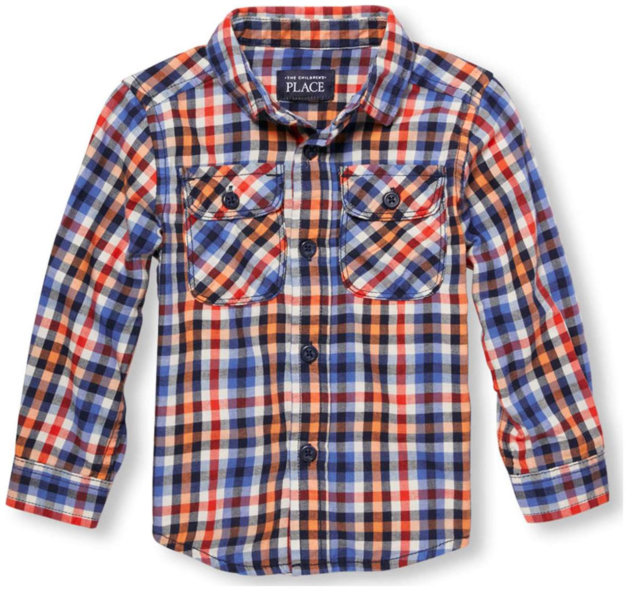 

THE CHILDREN S PLACE Boy Cotton Checked Shirt Orange