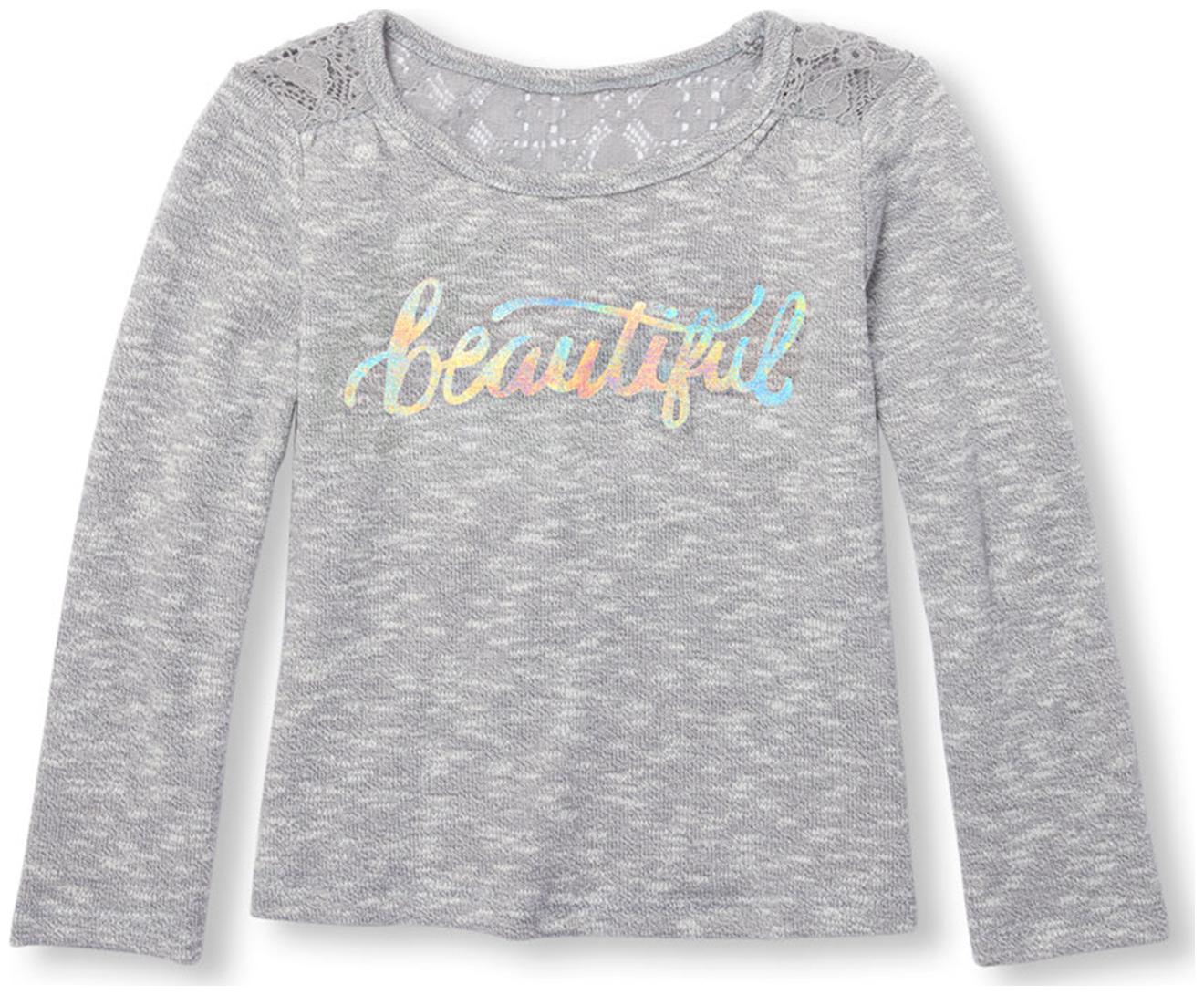 

THE CHILDREN S PLACE Cotton Embellished Top for Baby Girl - Grey