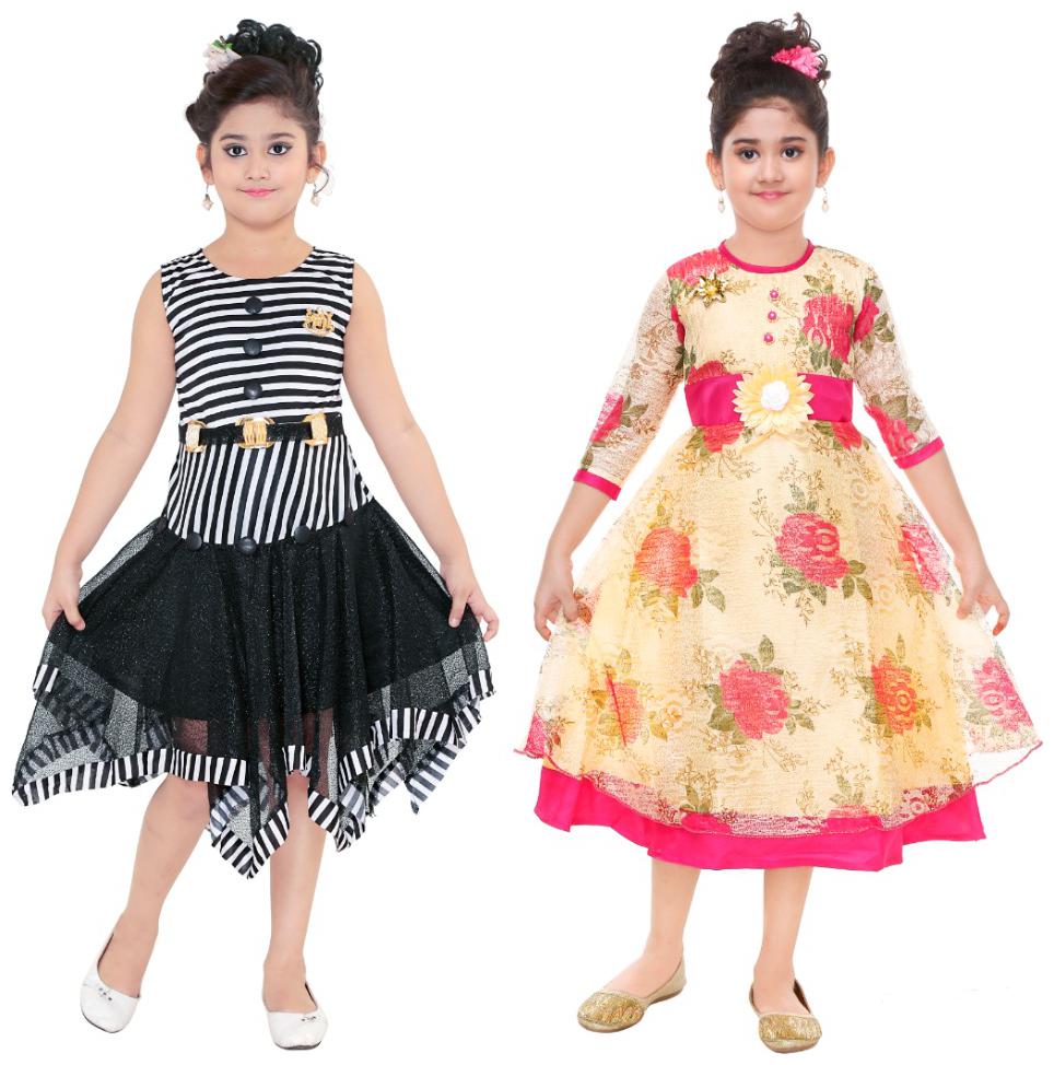 

The Panda Ant Girls Fancy Party Dress-Pack Of 2