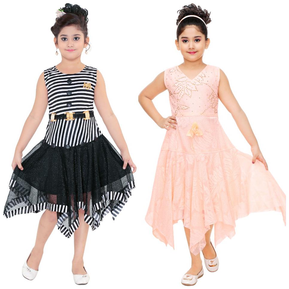 

The Panda Ant Girls Fancy Party Dress-Pack Of 2
