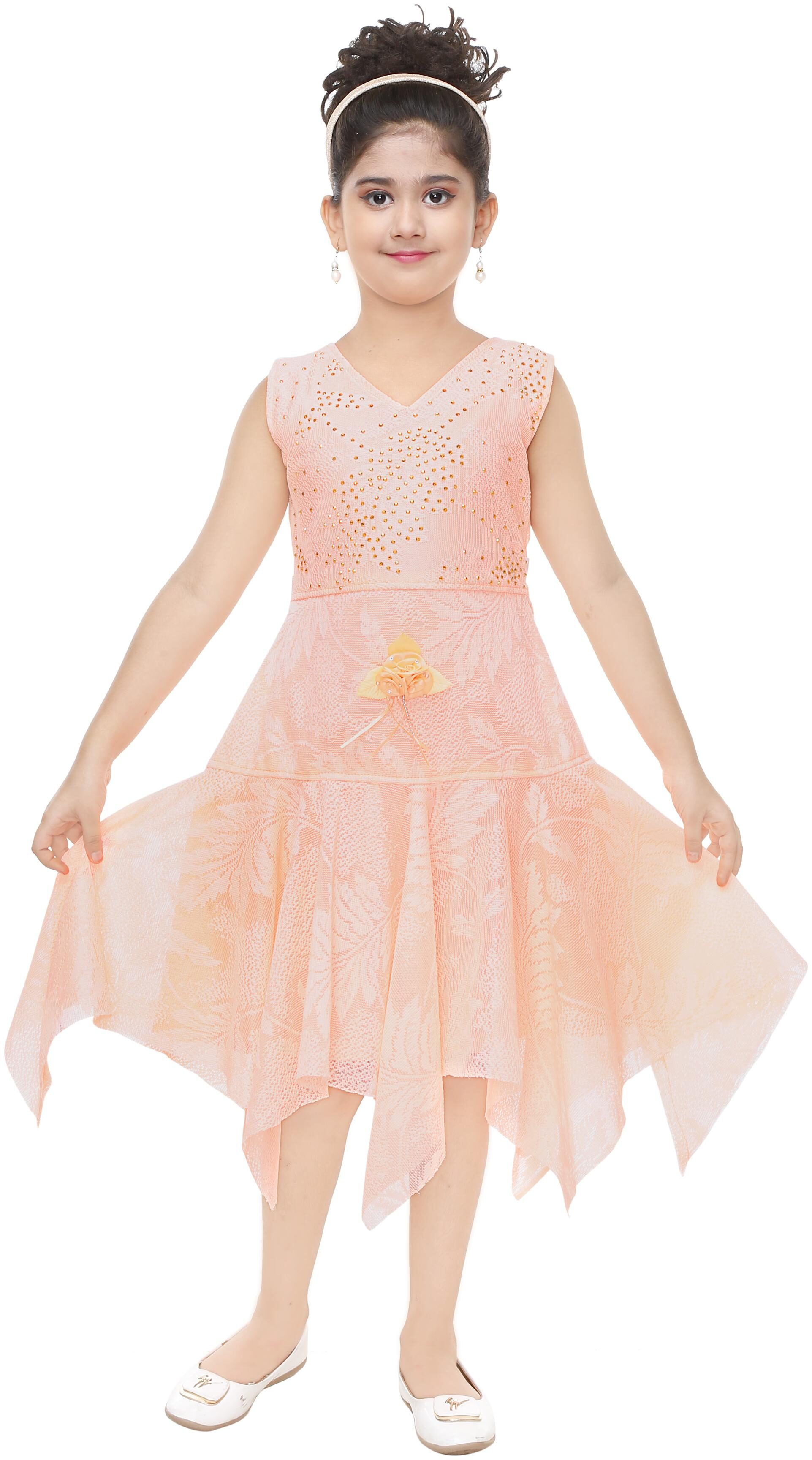 

The Panda Ant Multi Art Silk Sleeveless Knee Length Princess Frock ( Pack of 1 )