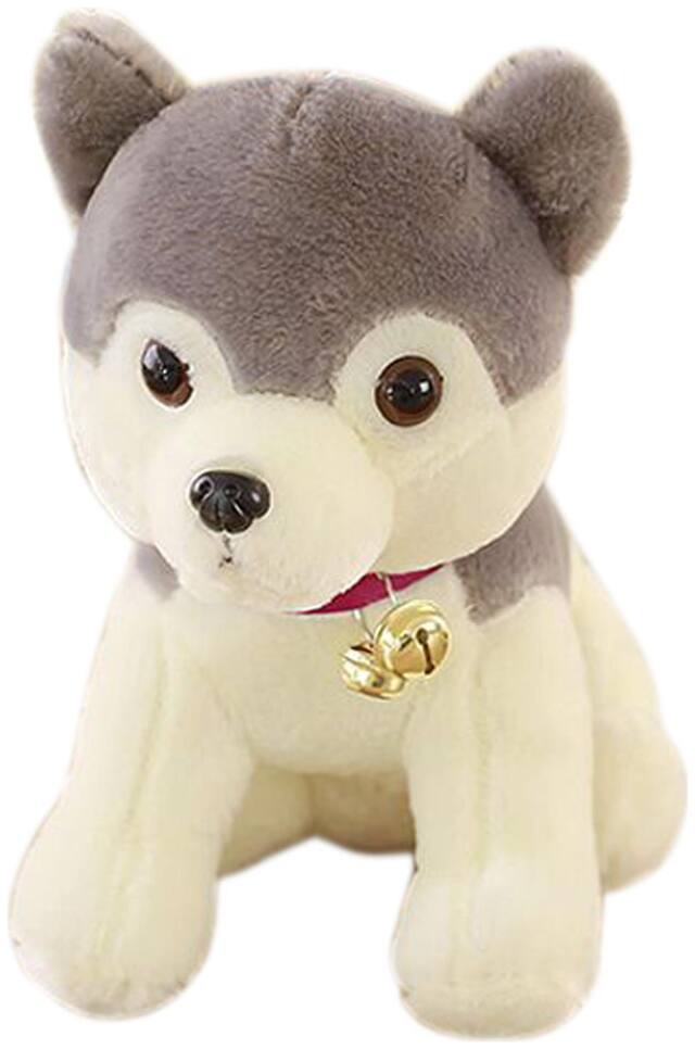 Tickles Grey Soft Plush Husky Dog for Kids Soft Stuffed For Kids 25 cm