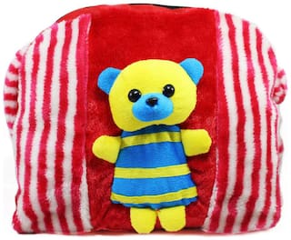 Tickles Red Cute Teddy HangSchool Bags with one side sling School Bags For Kids 28 cm ( 3 L )