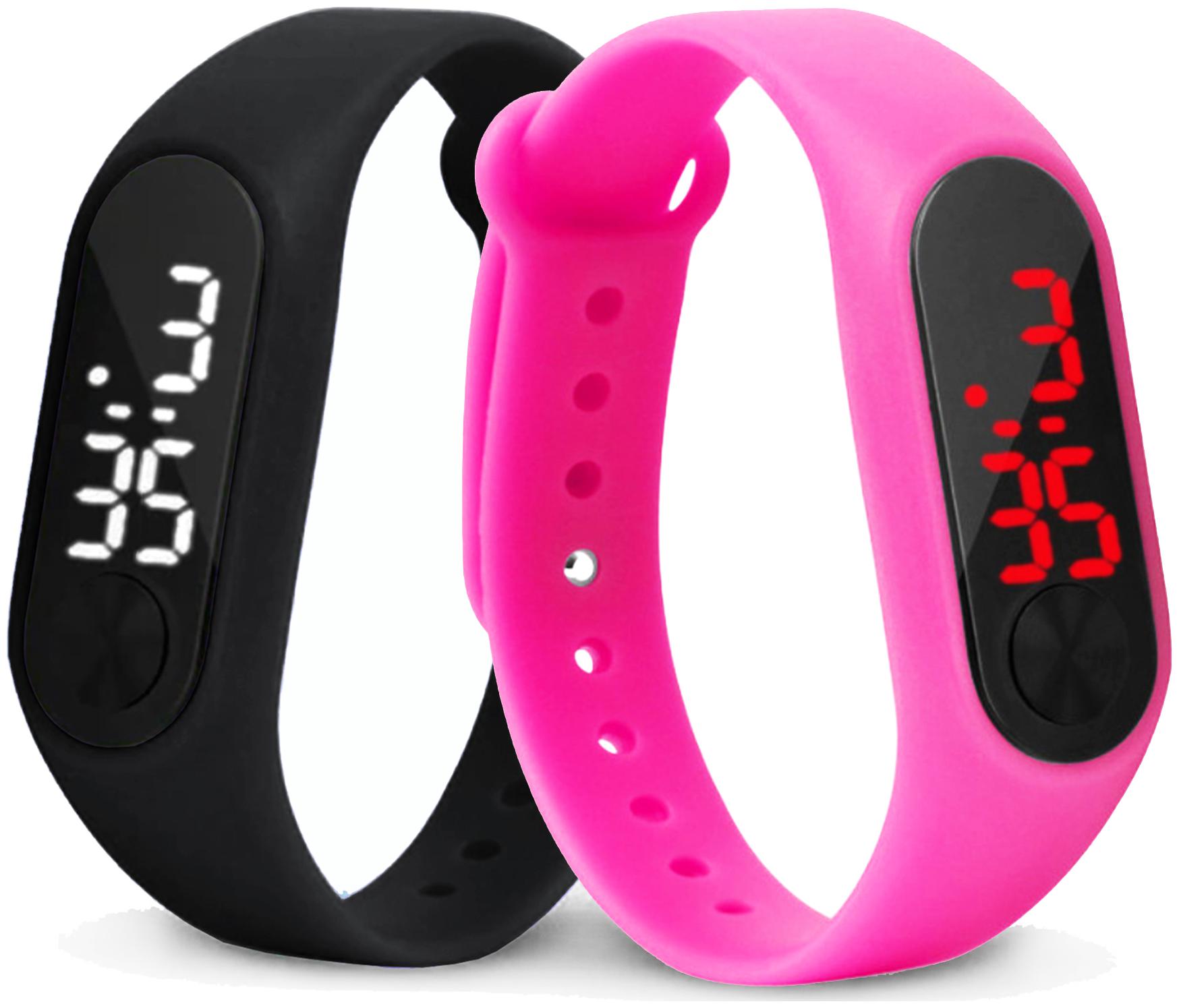 

Time Up Combo of 2 Extremely Thin Waterproof Bullet-Shape Design Digital LED Kids Watches For Boys Girls-OLED-BLACK-CMB-11