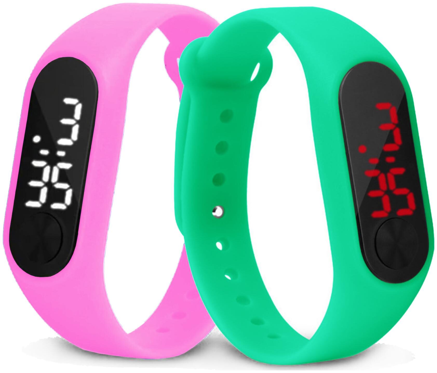 

Time Up Combo of 2 Extremely Thin Waterproof Bullet-Shape Design Digital LED Kids Watches For Boys Girls-OLED-PINK-CMB-12