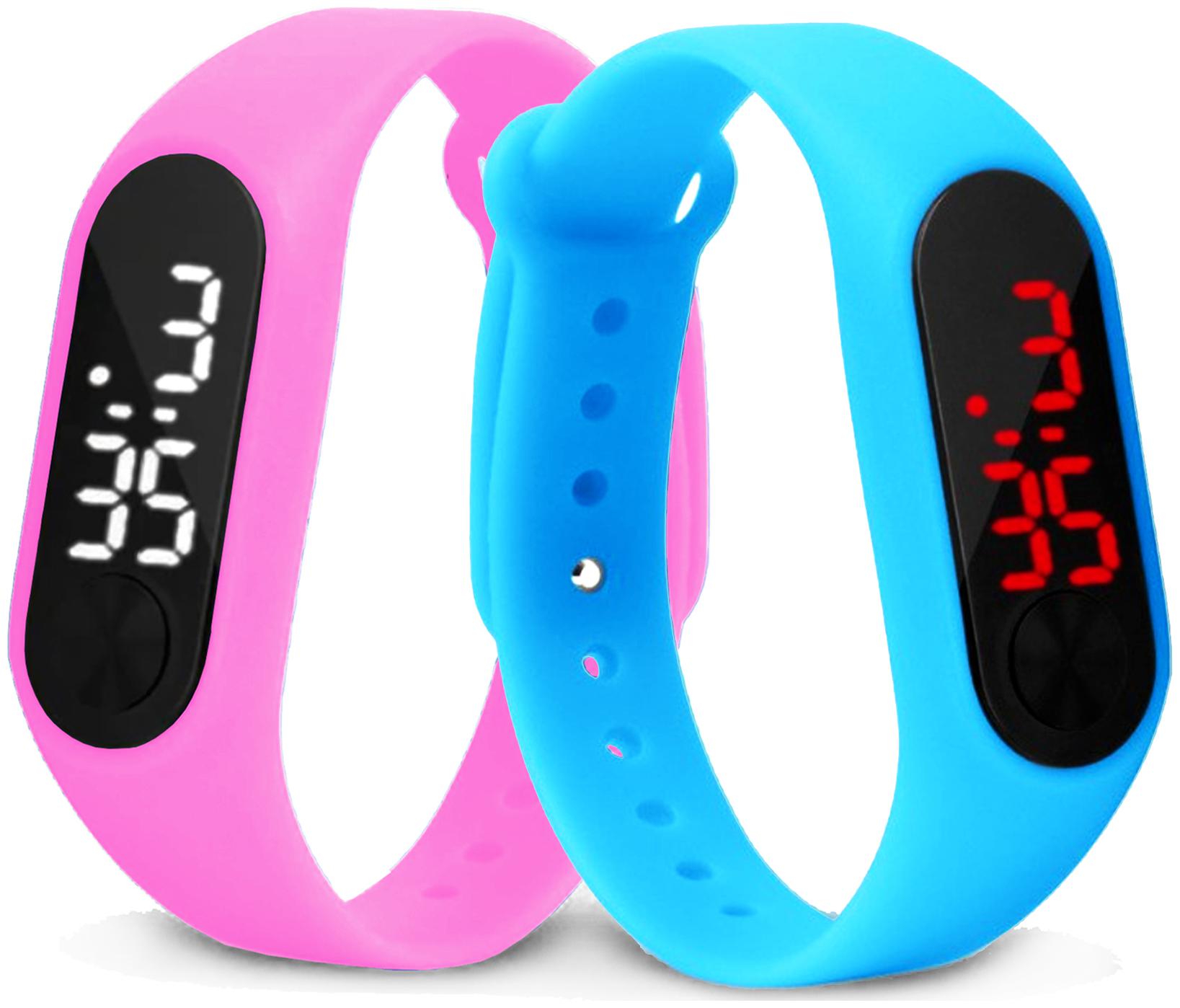 

Time Up Combo of 2 Extremely Thin Waterproof Bullet-Shape Design Digital LED Kids Watches For Boys Girls-OLED-PINK-CMB-5