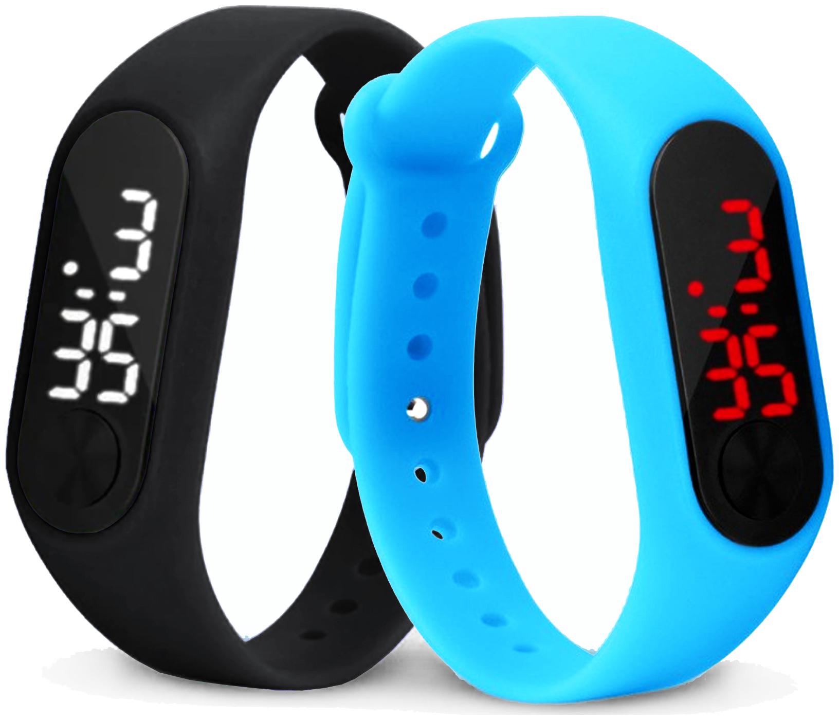 

Time Up Combo of 2 Extremely Thin Waterproof Bullet-Shape Design Digital LED Kids Watches For Boys Girls-OLED-BLACK-CMB-5