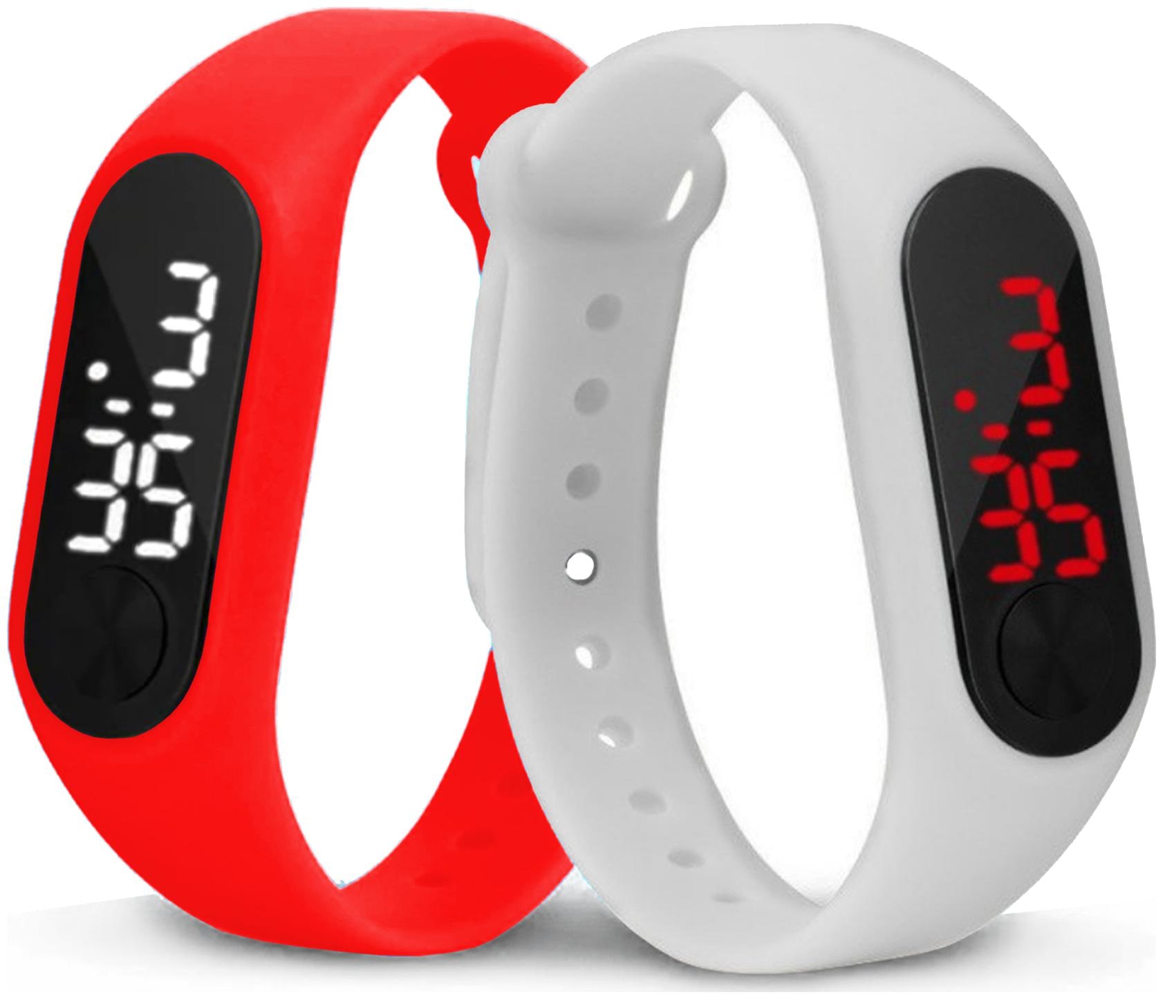 

Time Up Combo of 2 Extremely Thin Waterproof Bullet-Shape Design Digital LED Kids Watches For Boys Girls-OLED-RED-CMB-10
