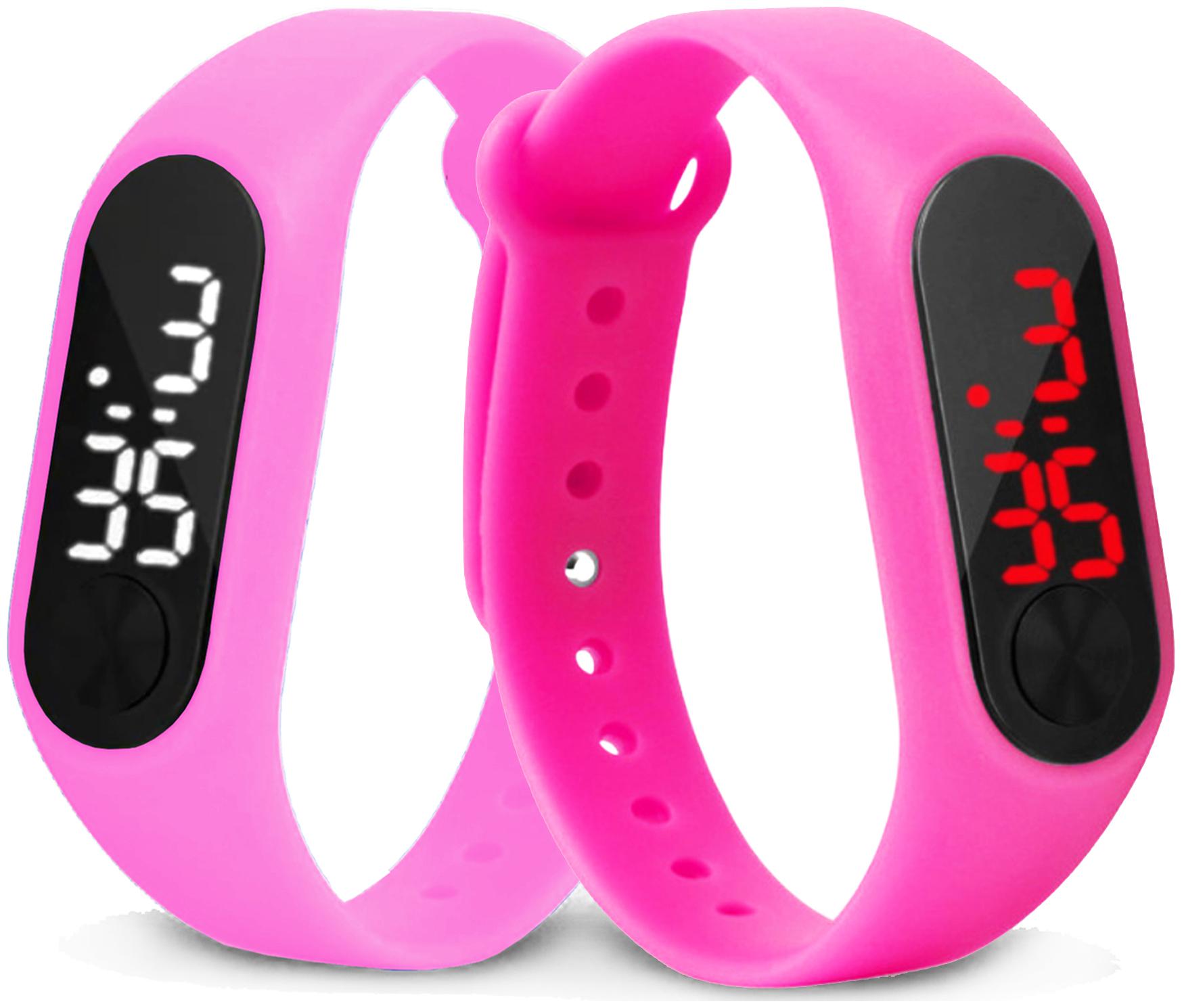 

Time Up Combo of 2 Extremely Thin Waterproof Bullet-Shape Design Digital LED Kids Watches For Boys Girls-OLED-PINK-CMB-11